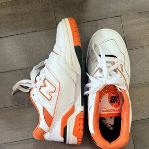 New Balance Kids' White and Orange Sneakers